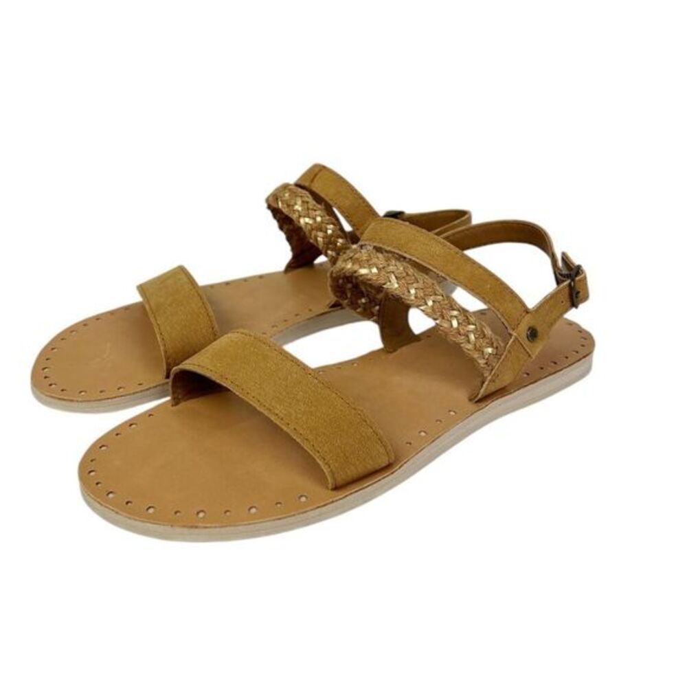 UGG Elin Flat Leather Sandals Braided Strap Chestnut Tan Brown‎ Size 10